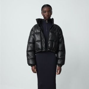 Zara faux leather puffer jacket